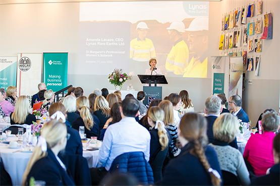 Amanda Lacaze presents at St Margaret's PWN breakfast